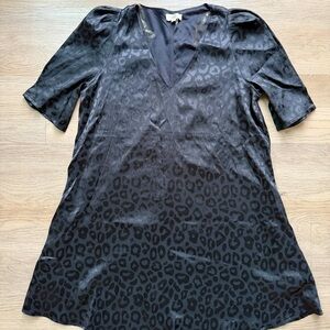 Entro Black Leopard Print Satin Dress